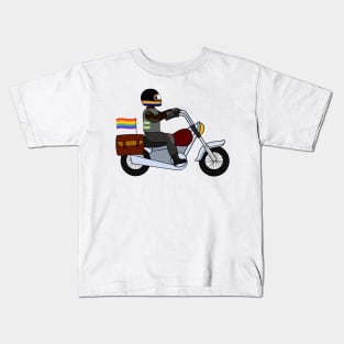 Gay pride rainbow ride motorcycle freedom Kids T-Shirt